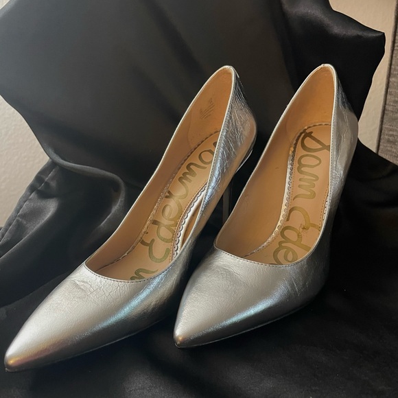 Hazel Silver Leather Women's Spiked Heels - Sam Edelman - Picture 3 of 4